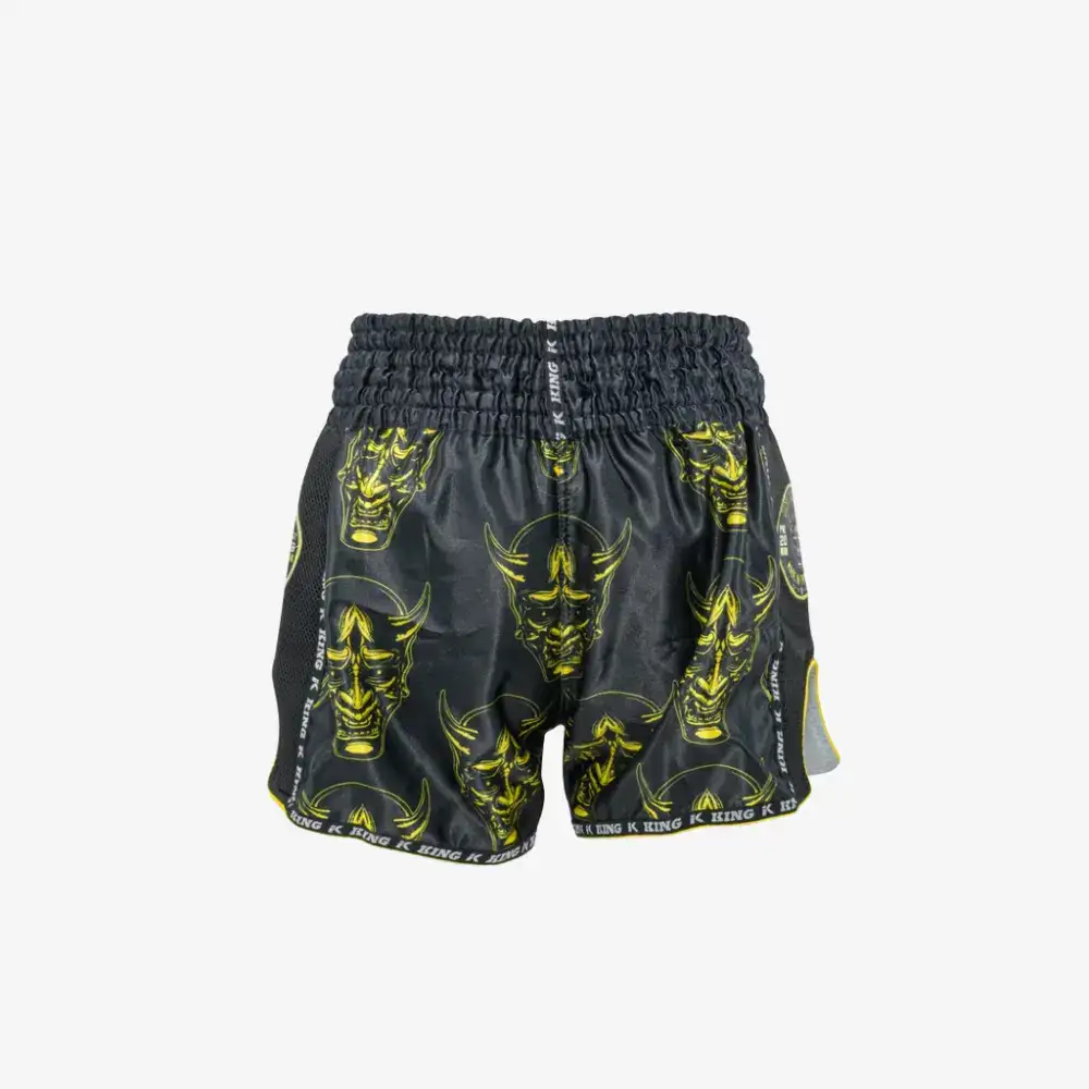 king pro kpb devil muay thai broek zwart goud achterkant