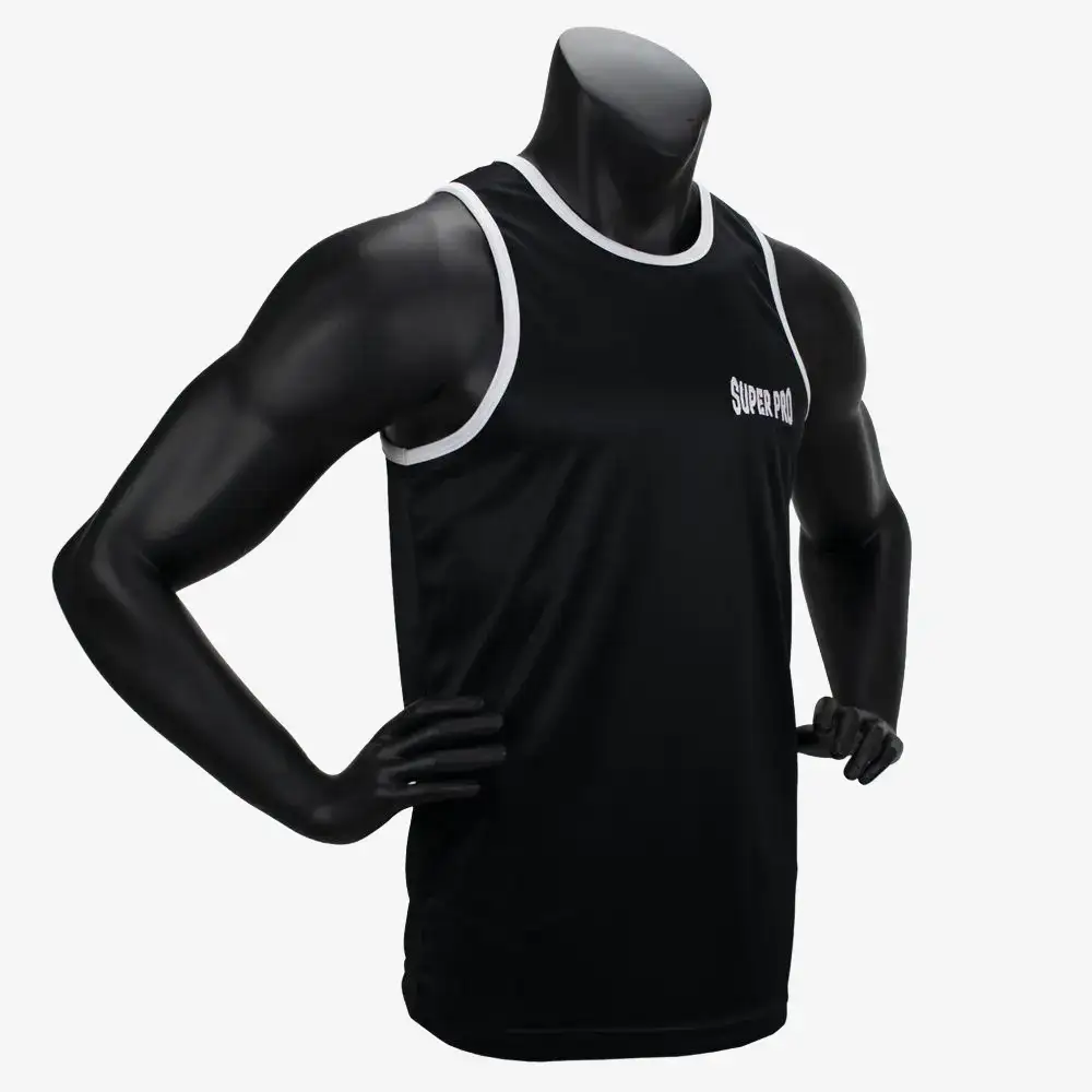 super pro combat gear club bokssinglet hemd zwart hoofdfoto