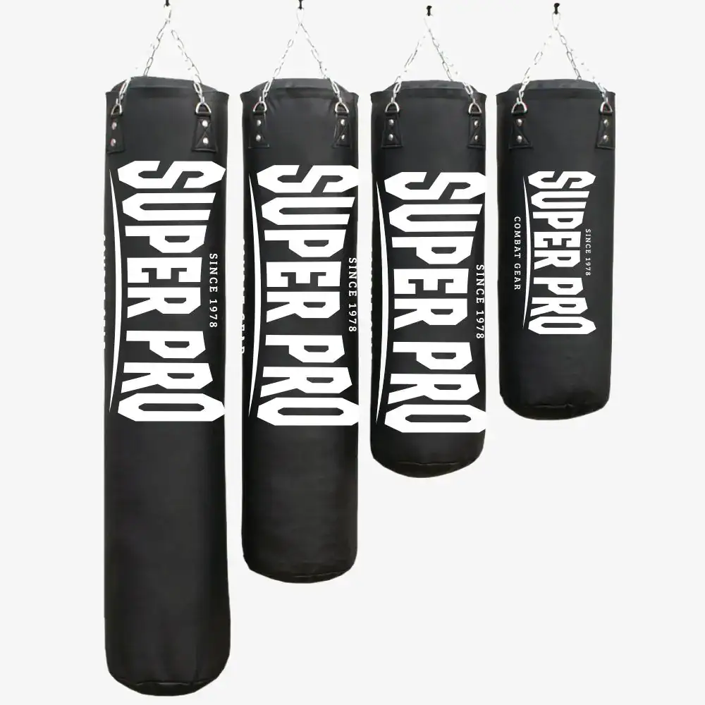 super pro combat gear pro luxury bokszak pu vertical logo bokszak zwart hoofdfoto