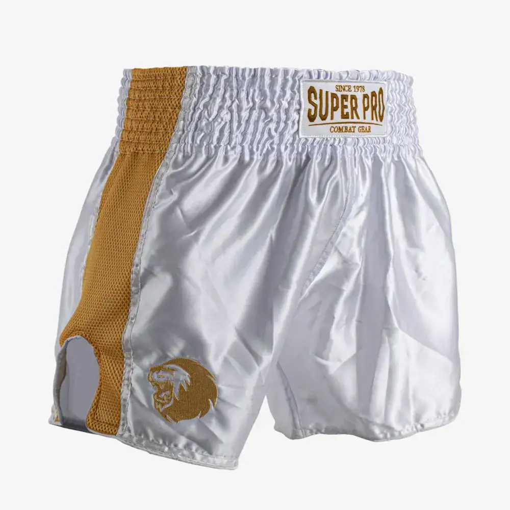 super pro combat gear thai en kickboksshort brave muay thai broek wit goud hoofdfoto